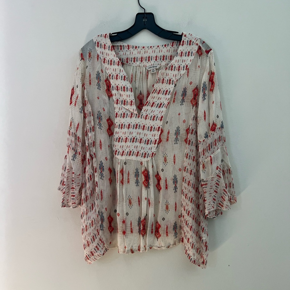 Lucky Brand woman’s Mix print boho top blouse - Picture 6 of 12